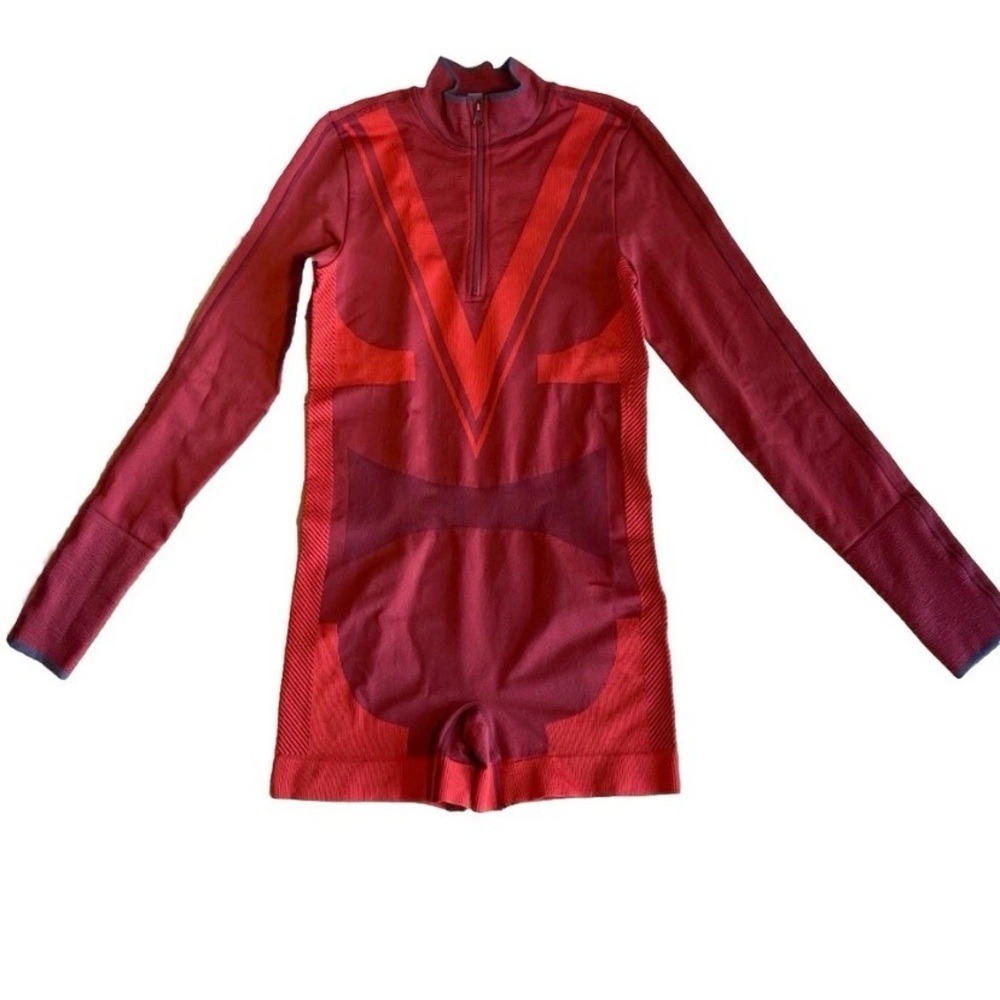 Adidas Maroon Long-Sleeve Bodysuit Compression Unitard 0/S